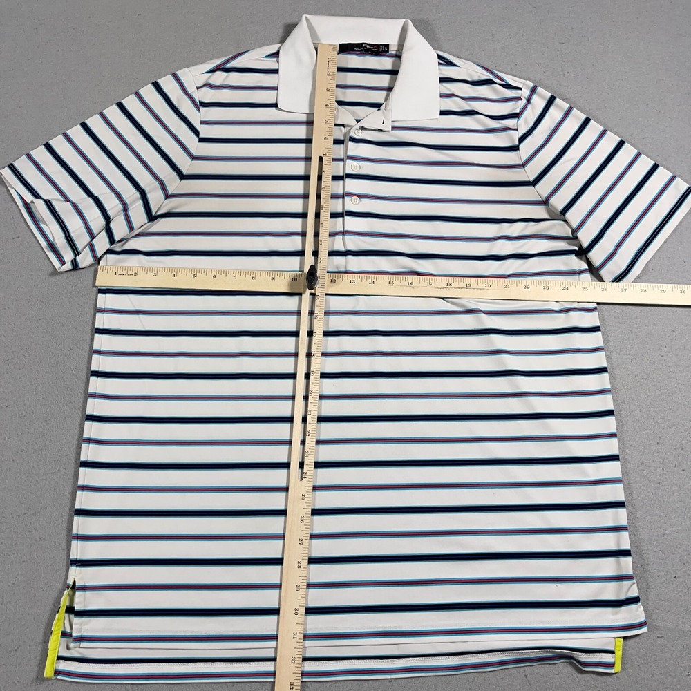 RLX Ralph Lauren Polo Men XL Athletic Fit White Striped Golf Performance Preppy - Picture 6 of 10